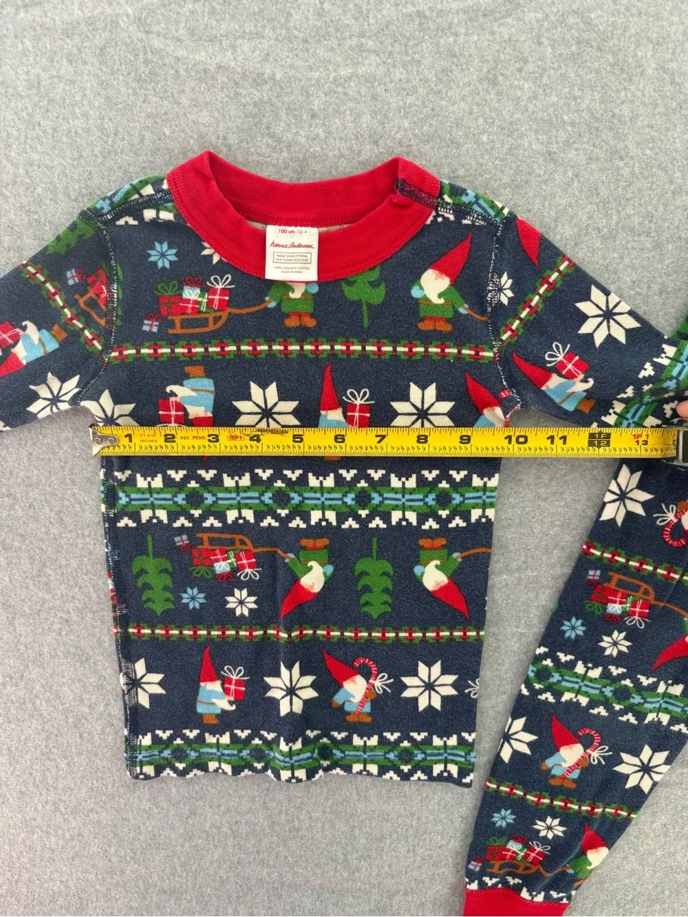 Hanna Andersson Navy Gnome Fair Isle Cotton Christmas Pajamas Size 4